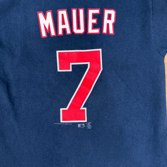 Minnesota Twins T-Shirt Mens Medium Navy Blue MLB Baseball Joe Mauer 7 Lee Sport - Picture 2 of 7